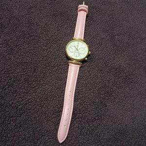 CHARMING CHARLIE Gold Toned Watch with Pink Wristband